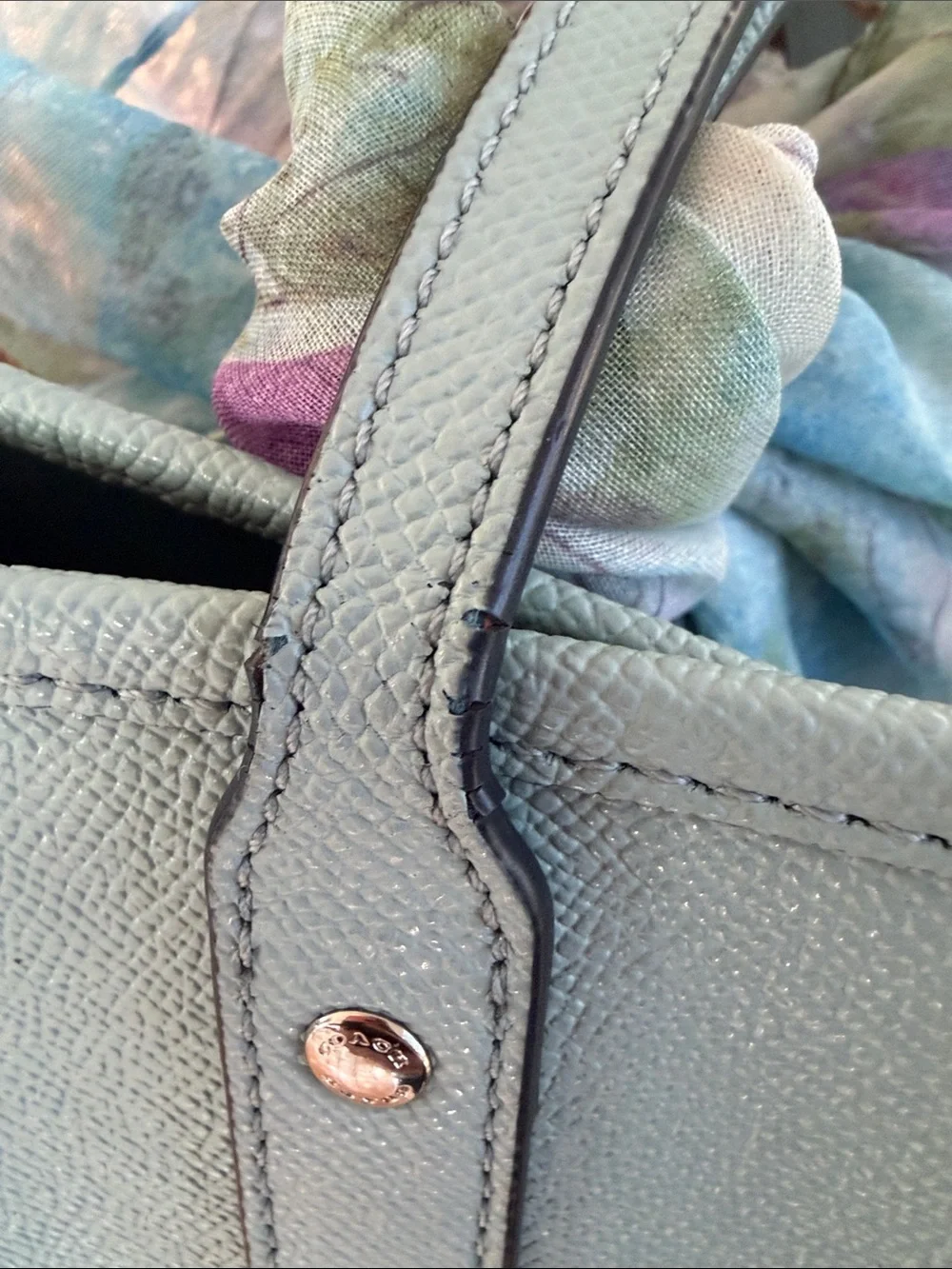 Coach Ombre Teal Tote with Floral Scarf